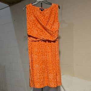 Lands' End Vibrant Orange Geometric Midi Dress